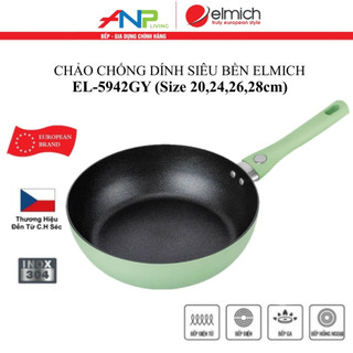 Chảo Chống Dính Đáy Từ Elmich Hera II EL-5942GY (Mầu Xanh Mint, Size 20,24,26,28 cm)