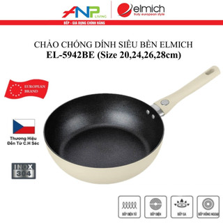 Chảo Chống Dính Sâu Lòng Elmich Hera II EL-5942BE (Mầu BE, Size 20,24,26,28 cm)