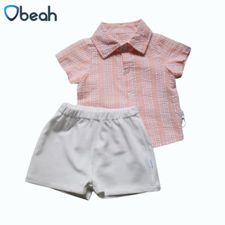 Bộ cộc tay kẻ phong cách hàn quốc Obeah Set quần áo áo sơ mi cho bé