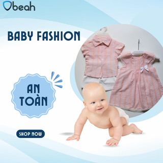 Set đồ đôi bé trai bé gái Obeah Set bộ sọc hồng siêu đáng yêu cho bé, phong cách hàn quốc dễ thương