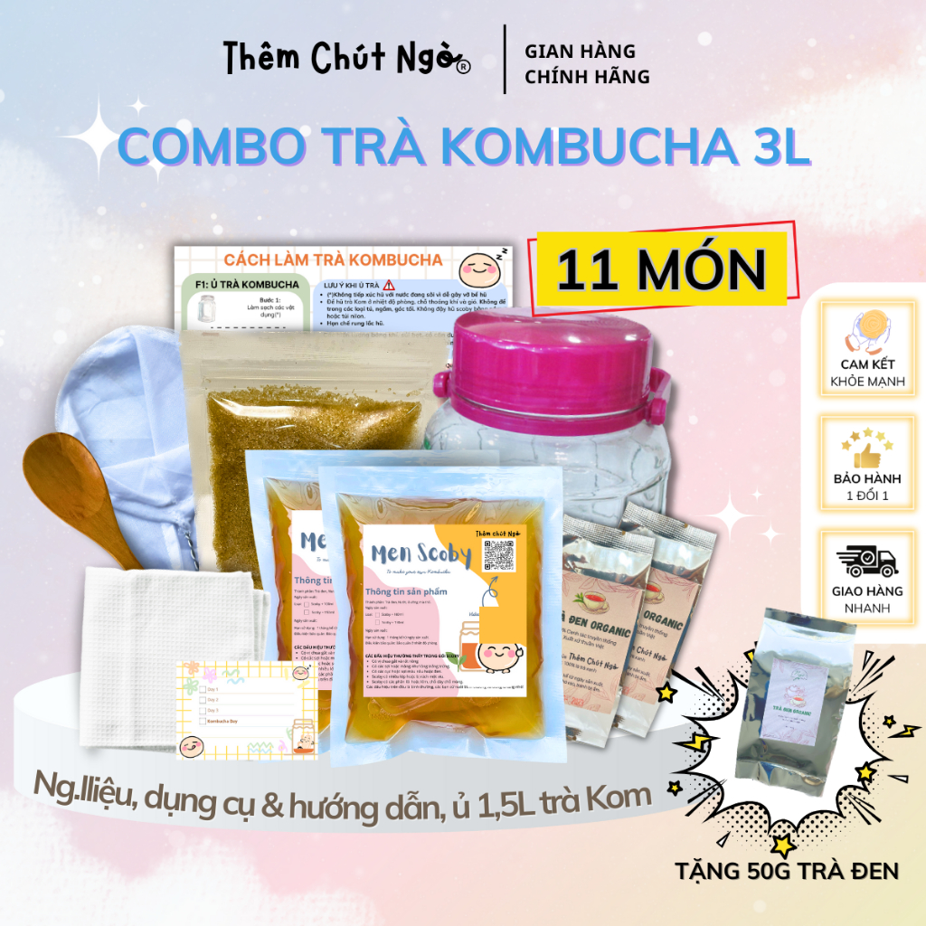 Set Làm Trà Kombucha tại nhà đầy đủ nguyên liệu nuôi Scoby làm trà Kombucha, Set nguyên liệu làm trà Kombucha Scoby | BigBuy360 - bigbuy360.vn