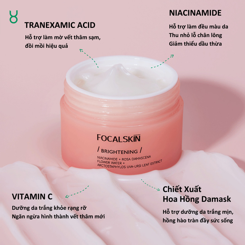 FOCALSKIN Kem Dưỡng Trắng Da Mờ Thâm Mụn Nám Đều Màu Da Vitamin C + Niacinamide +Tranexamic Acid 30g | BigBuy360 - bigbuy360.vn