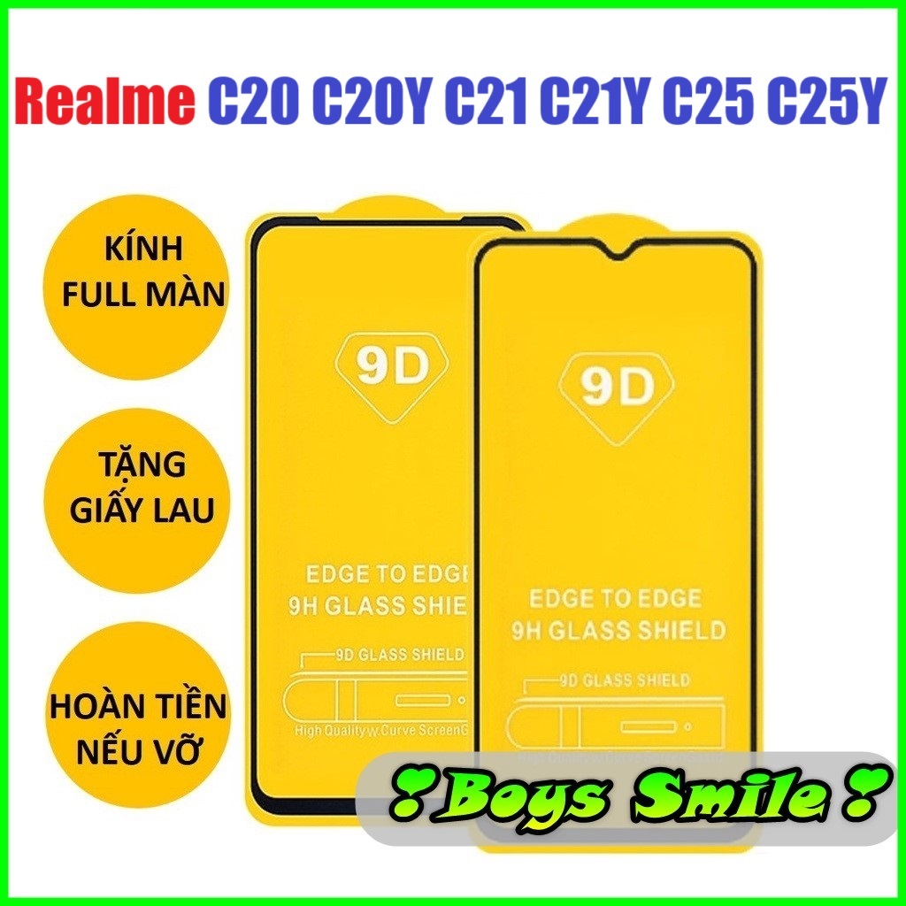 Kính cường lực Full màn Realme C20 C20Y C21 C21Y C25 C25Y C15 C12 C17 C11 C25s