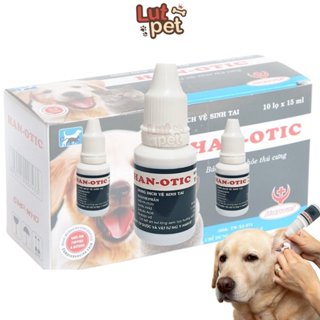 Dung dịch nhỏ tai vệ sinh ngăn viêm thối tai chó mèo Han-otic (15ml) - lutpet