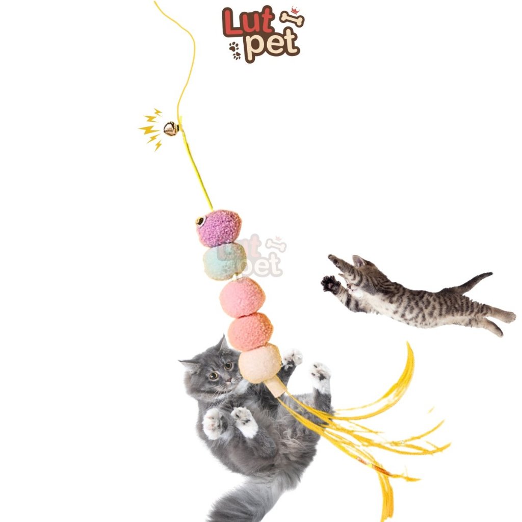 Sâu gắn tường tự chơi có dây đàn hồi cho mèo - đồ chơi có chuông cho chó mèo - lutpet