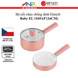 Bộ Nồi Chảo Chống Dính Bếp Từ Elmich Baby EL-1168/ EL-1169 (Nồi Nấu Cháo Cho Bé Size 16cm)