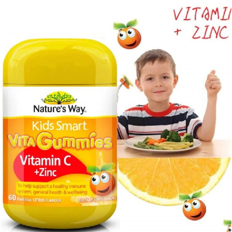 Kẹo dẻo bổ sung kẽm và vitamin c nature’s way kids smart vita gummies vitamin c + zinc 60 viên Healthy Care extaste