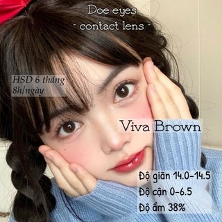 Kính Áp Tròng DOE EYES Lens VIVA BROWN Độ Cận 0 Đến 6.5 Tặng Khay Lens (Lẻ 1 Chiếc - Mua Cặp Chọn Số Lượng 2)