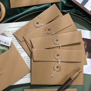Set Thiệp Giấy Gấp Kraft Nâu Có Bao Đựng Greeting Card Đơn Giản