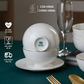 Bát cơm viền vàng thật 12k sang trọng sứ Minh Châu - Vỡ 1 đổi 1