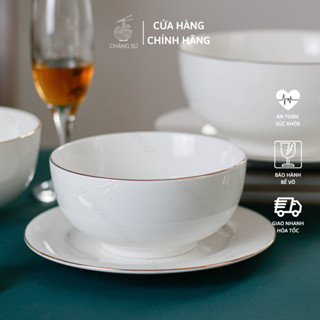 Bát ô tô viền vàng thật 12k kiểu Hàn khum bầu sứ Minh Châu