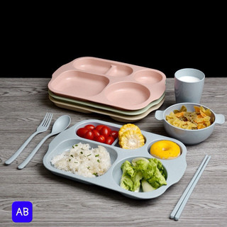 Khay đựng cơm lúa mạch gồm 6 chi tiết cho bé