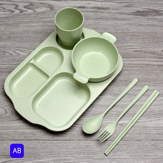 Khay đựng cơm lúa mạch gồm 6 chi tiết cho bé