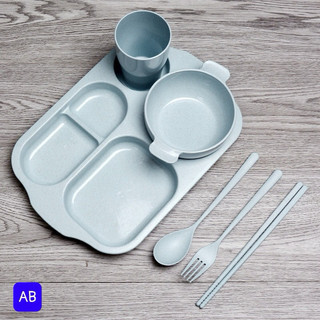 Khay đựng cơm lúa mạch gồm 6 chi tiết cho bé