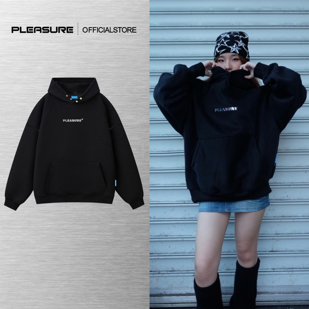 Áo hoodie PLEASURE /Tráng Gương Bạc form rộng mũ 2 lớp tay phồng chất nỉ bông 100%cotton premium PL08.