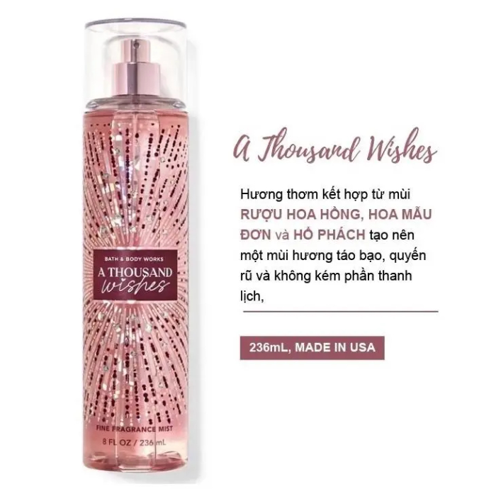 Xịt thơm toàn thân Bath & Body Works A Thousand Wishes Body Mist Bản Mỹ