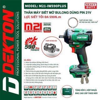 Máy Siết Bulong Dekton 590Nm / M21-IW590PLUS / Thiết Kế Compact Thân Nhỏ Gọn / Chân Phổ Thông Makita