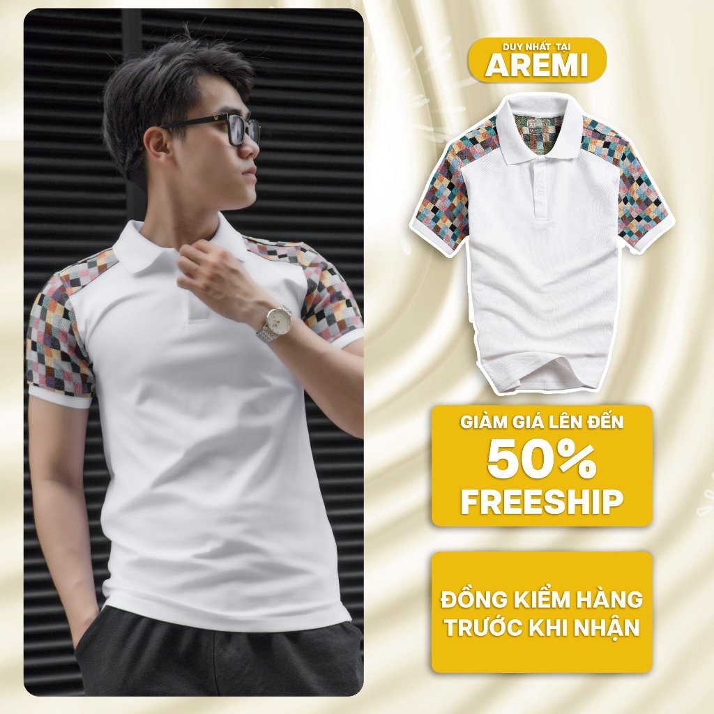 Áo polo nam có cổ AREMI tay ngắn vải cotton cá sấu thiết kế trẻ trung thanh lịch sang trọng APL0050