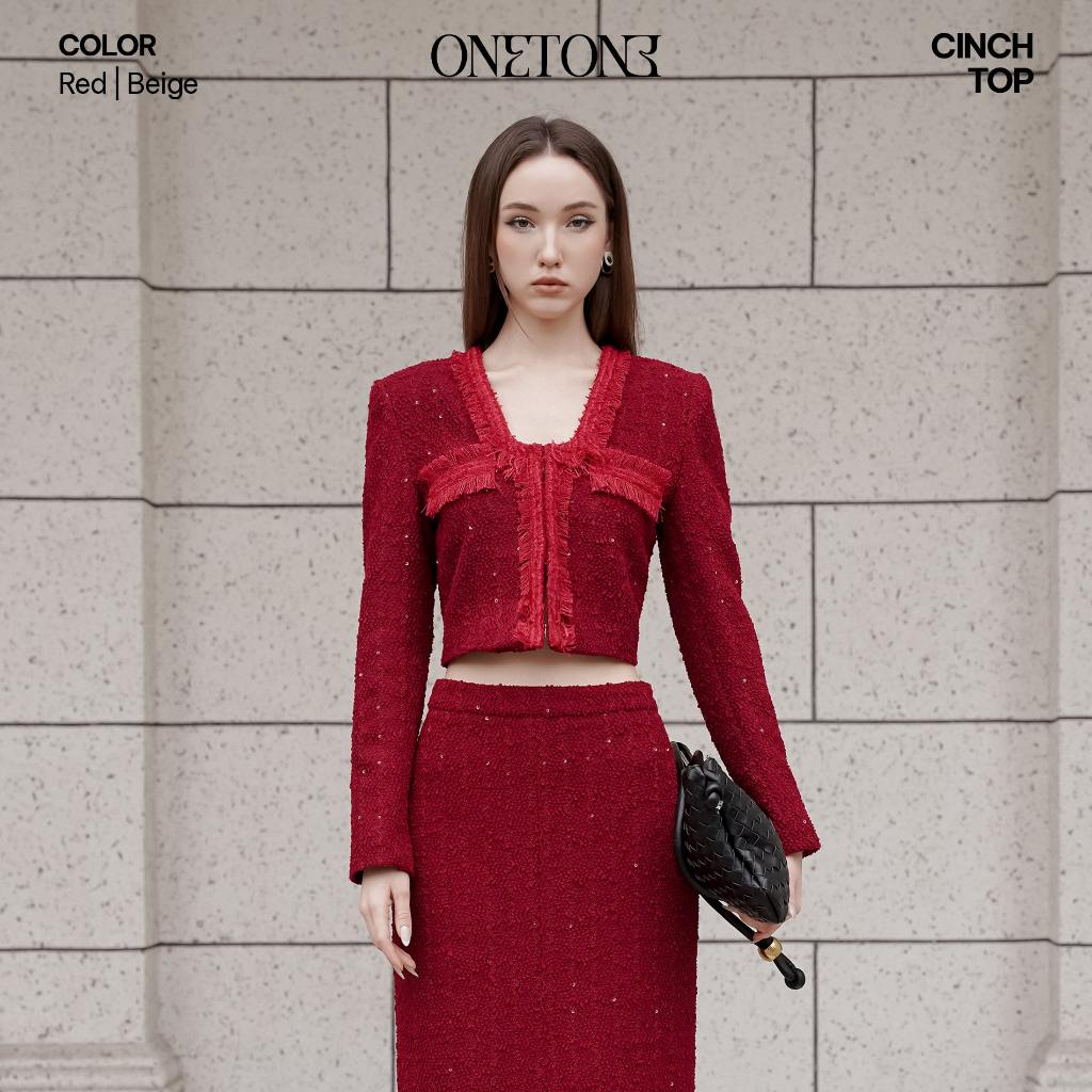 Áo kiểu Onetone dáng ngắn dạ tweed Cinch