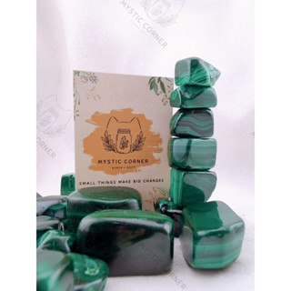 Viên đá thanh tẩy Malachite Tumbled (Đá Lông Công) tự nhiên, trụ đá thach anh dùng trong Tarot, Reiki, đá phong thủy