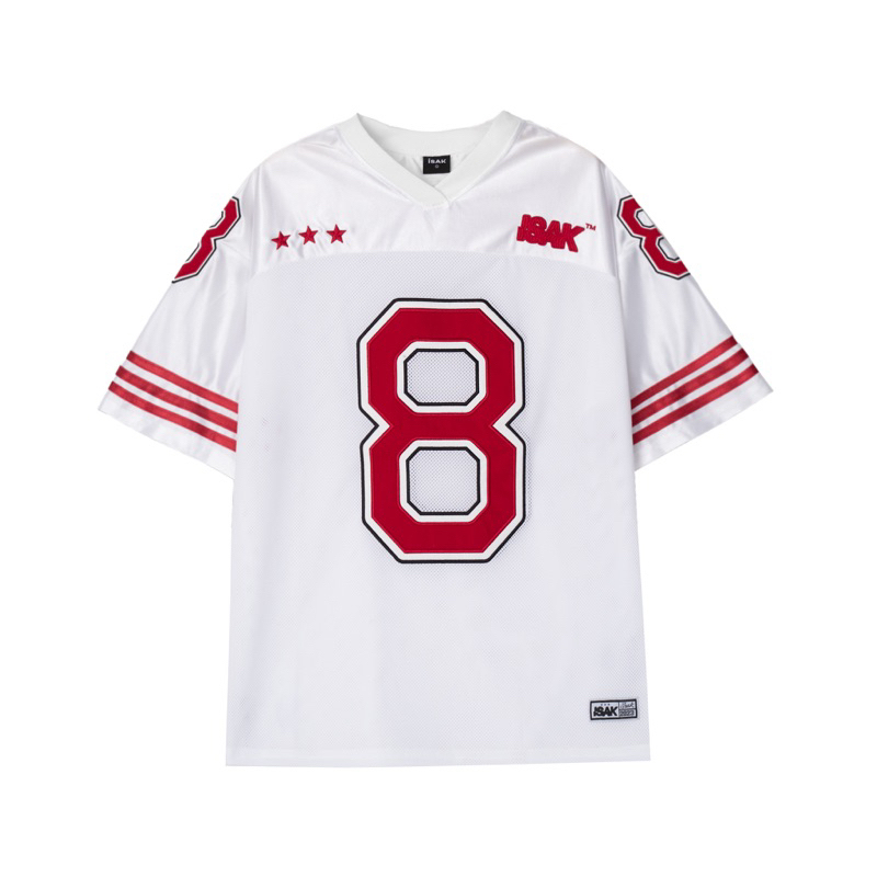 ÁO THỂ THAO ISAK JERSEY TRẮNG PHỐI ĐỎ SỐ 8 HOT TREND 2024