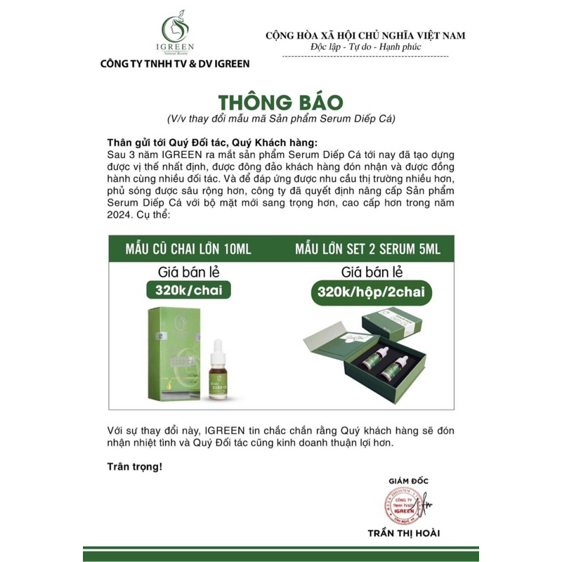 COMBO SỬA RỬA MẶT & SERUM DIẾP CÁ CHO DA HẾT MỤN, THÂM - IGREEN
