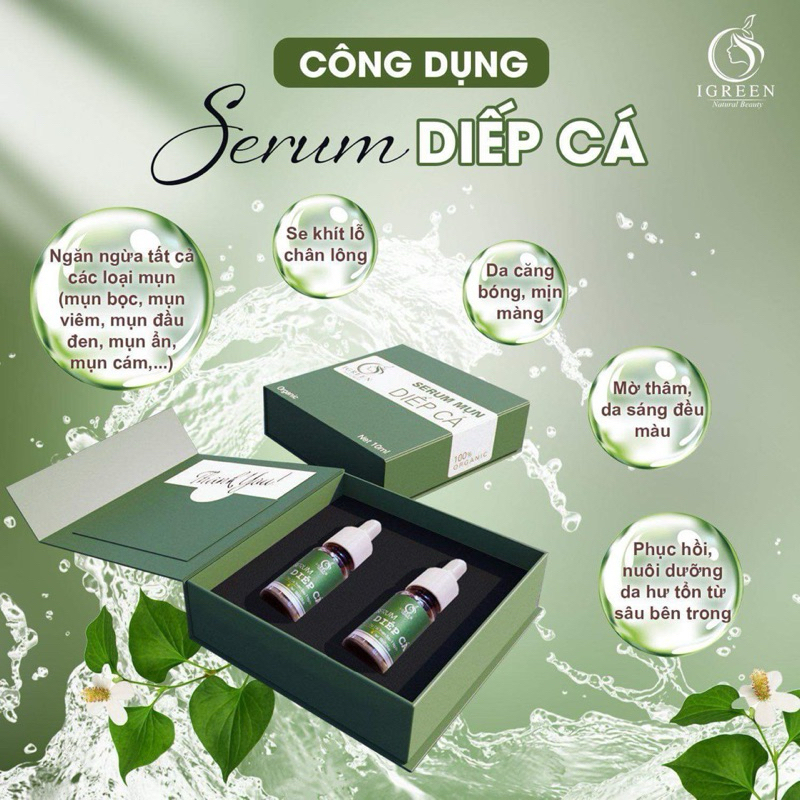 COMBO SỬA RỬA MẶT & SERUM DIẾP CÁ CHO DA HẾT MỤN, THÂM - IGREEN