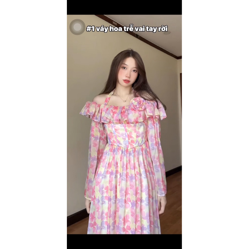 Đầm maxi hoa trễ vai tiểu thư LAURIEL DRESS