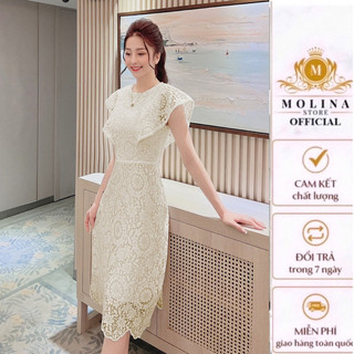 Váy Ren Cao Cấp Hai Lớp Tay Cánh Tiên Điệu Đà Thiết Kế Molina Phong Cách Thanh Lịch Sang Trọng Phù Hợp Đi Làm Đi Tiệc