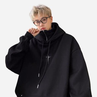  Áo hoodie nam nữ cổ cao dáng rộng phối khóa kéo thời trang kiểu Ninja áo nỉ hoodie Retro Mỹ áo khoác hoodie zipHOT2024 