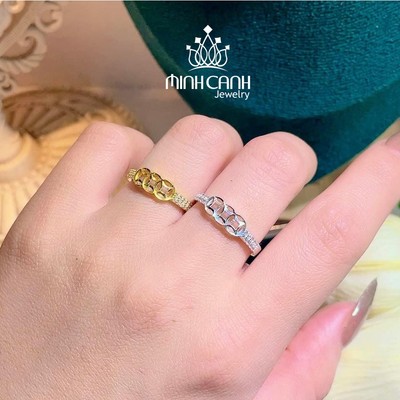 Nhẫn Kim Tiền Bạc 2 Hàng Đá - Minh Canh Jewelry
