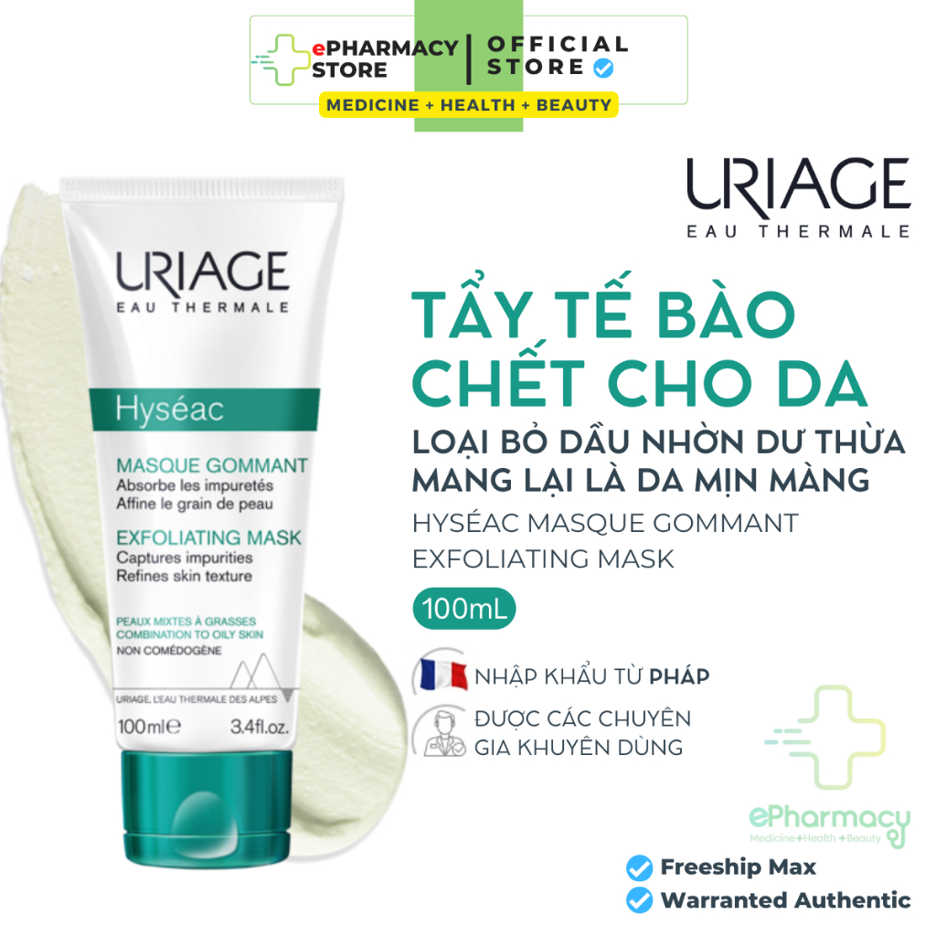 Mặt Nạ, Tẩy Tế Bào Chết URIAGE Hyséac Masque Gommant cho da dầu mụn 100ml