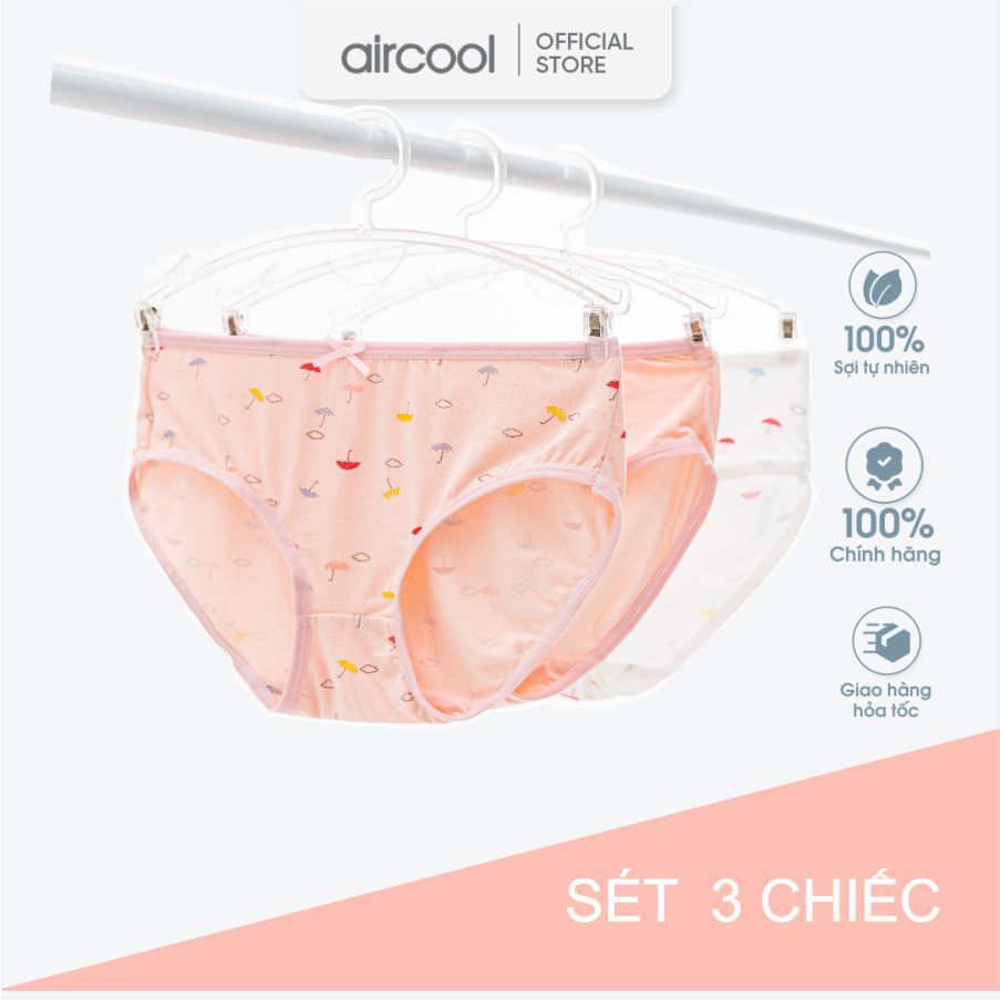 Quần chip bé gái cotton AIRCOOL mềm mát kháng khuẩn tốt an toàn cho từ 2 đến 16 tuổi - Set 3 chiếc-Q