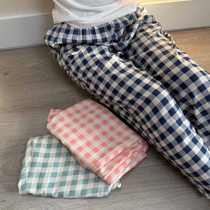 Quần Suông Ống Rộng Kẻ caảo Lưng Chun Chất Lụa Cotton Mềm Mịn Cao Cấp JUDIE.Closet