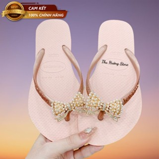 Dép Kẹp Nữ Havaianas Slim Đính Nơ Hạt Ngọc