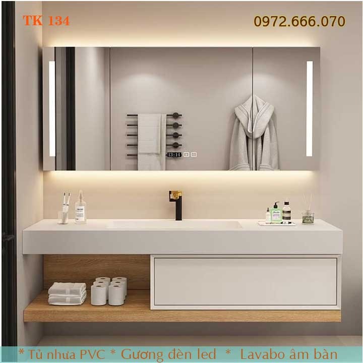 Bộ tủ lavabo chọn bộ gương+ lavabo + tủ tk134