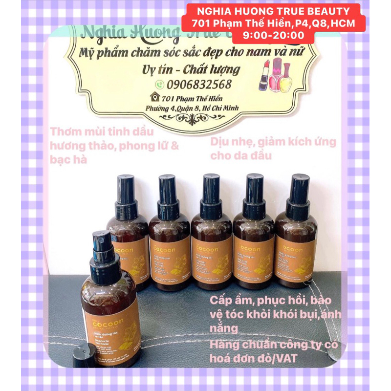 Hàng công ty bill VAT-Nước dưỡng tóc Sa-chi Cocoon giúp cấp ẩm và phục hồi hư tổn 140ml Xịt phục hồi tóc tẩy, tóc gãy