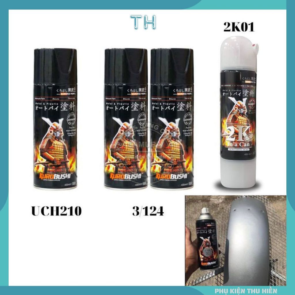Combo 4 Chai Sơn Samurai Màu Bạc Gồm: UCH210 - 2 Chai 3/124 - 2K01