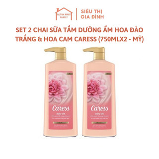 Set 2 chai sữa tắm dưỡng ẩm hoa đào trắng & hoa cam Caress