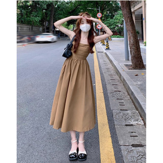 [SẴN NÂU] Đầm hai dây màu trắng phong cách Hepburn dành cho nữ mùa hè, váy thiết kế cúp ngực chữ A váy dài maxi đi biển