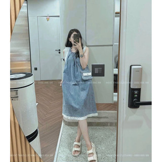 Váy Jean Suông Phối Viền Kèm Túi Mã S1