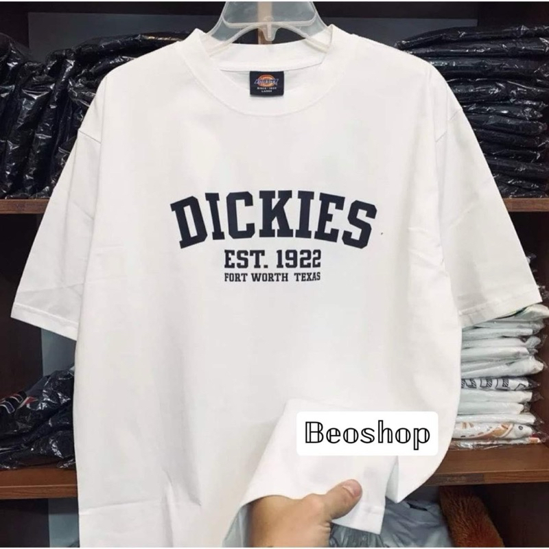 Áo thun phông cotton DICKIES phom rộng dáng unisex cho nam nữ, áo phông đen trắng chữ đơn giản đẹp rẻ