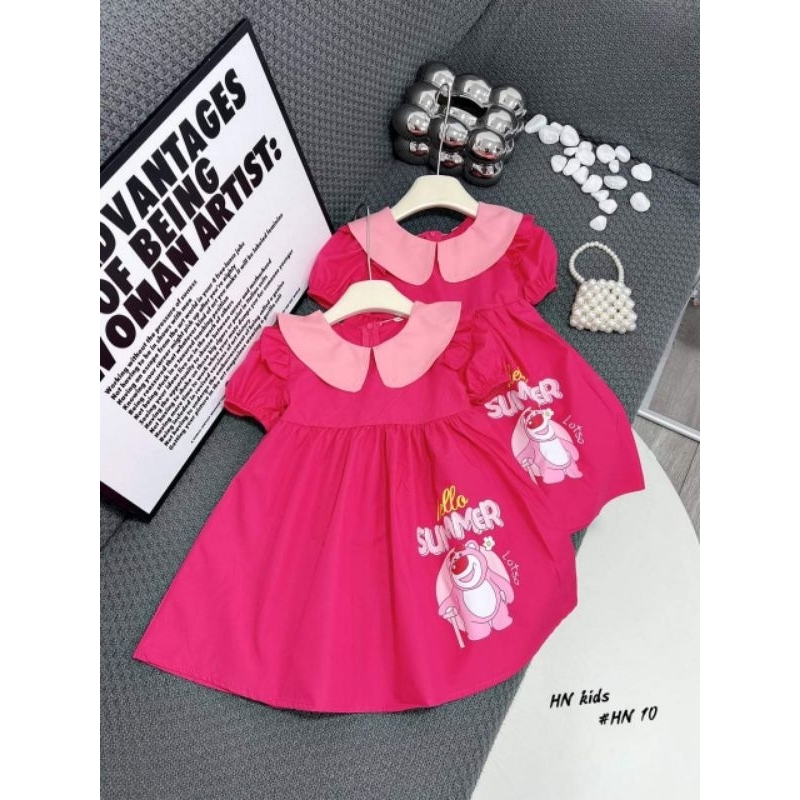 7 đến 28kg.váy xinh cho bé gái.đầm cho bé gái.váy hè cho bé gái.váy gấu dâu cho bé gái..video cận chất