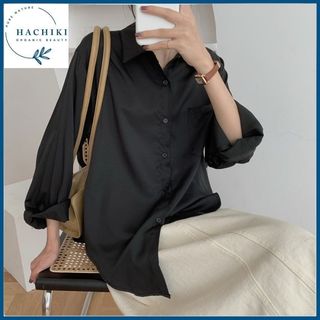 Áo sơ mi nữ form rộng dài tay kẻ caro, Áo sơ mi kiểu Hàn Quốc đẹp, thời trang cao cấp HACHIKI