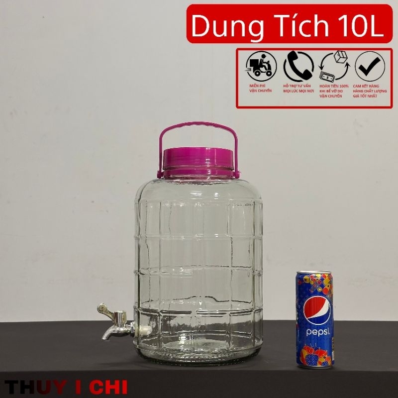 [GIÁ RẺ] Bình Thủy Tinh Ngâm Rượu 10L ( Vòi - Ko Vòi )