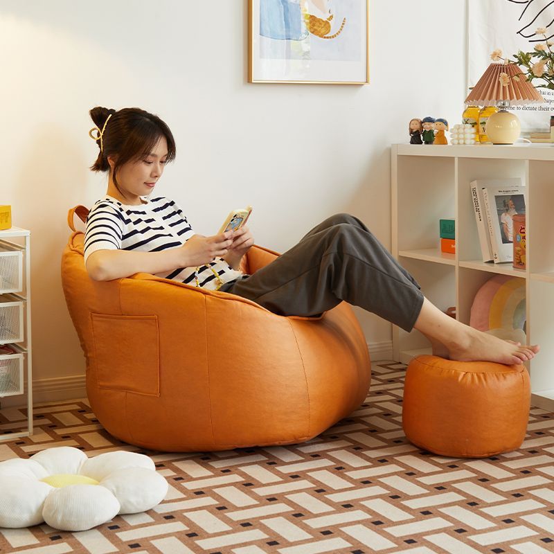 Ghế thư giãn da kèm đôn gác chân - Ghế lười tatami, Ghế lười thư giãn đọc sách decor phòng ngủ đep và ban công cực chill