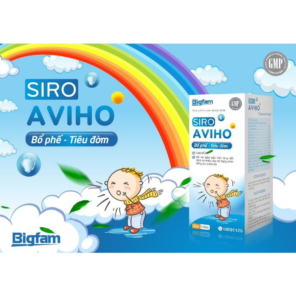 Siro giảm ho bổ phế CHÍNH HÃNG Aviho Bigfam giảm tiết đờm, ho nhiều, 100ml