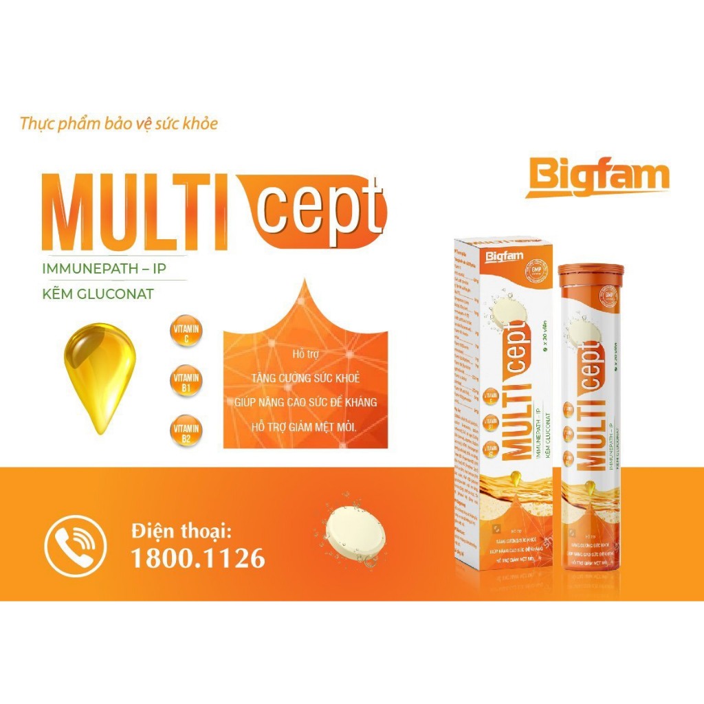 Viên Sủi Bổ Sung CHÍNH HÃNG Vitamin Tổng Hợp Multi Cept Bigfam 20 Viên