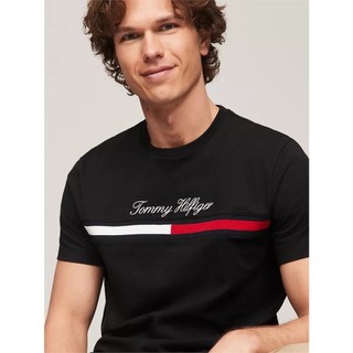 [Chính Hãng Tommy.USA] Áo Thun Script Flag Logo Thêu 78JA946