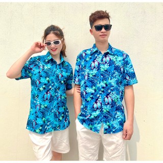 Áo sơ mi hawaii đi biển mùa hè, hoạ tiết hoa lá hoa quả trái cây cho nhóm, gia đình, team, công ty đi du lịch